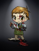 Big child with a big knife