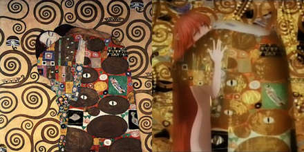 Gustav Klimt'in der kuss isimli tablosu, ilki orjinali, ikincisi jenerikte kullanılan hali.